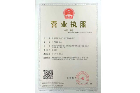 岳陽經濟技術開發區玖和食品廠 營業執照